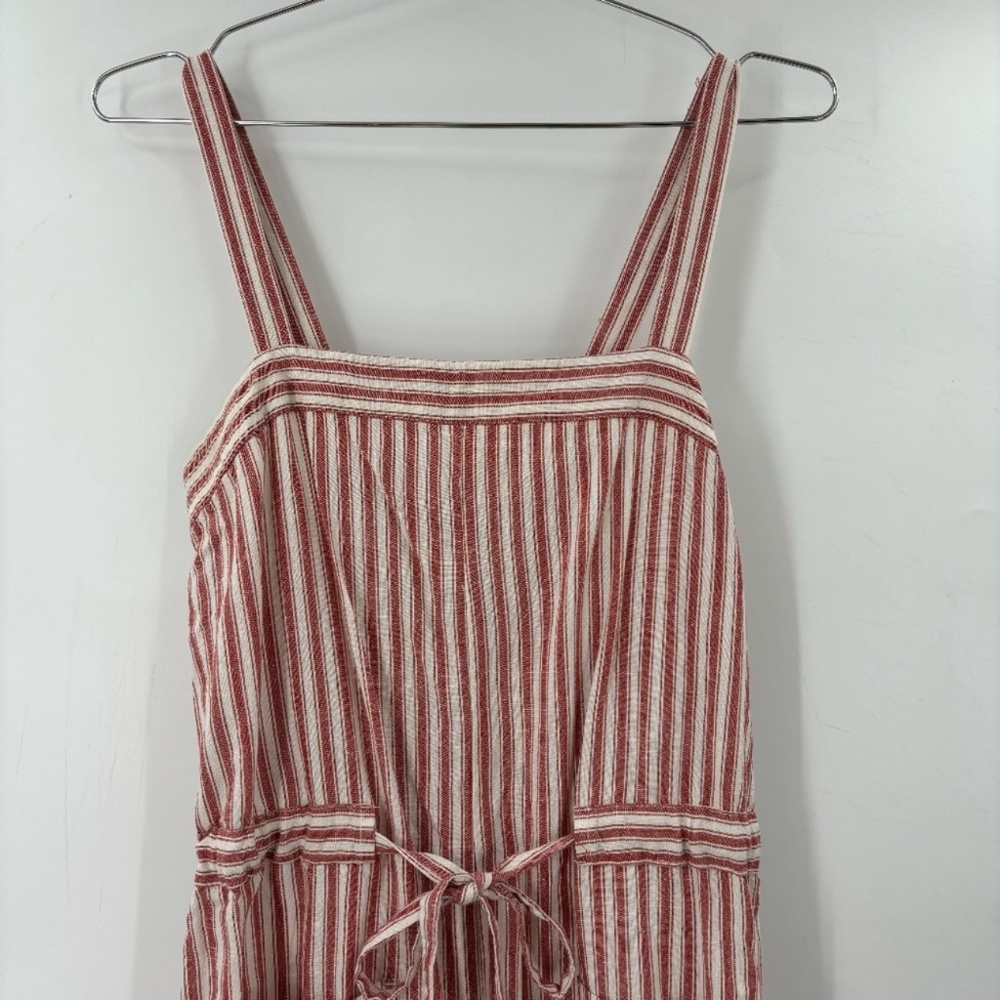Marine Layer Wide Leg Cropped Jumpsuit Red Ivory Striped Size Small - Picture 3 of 10